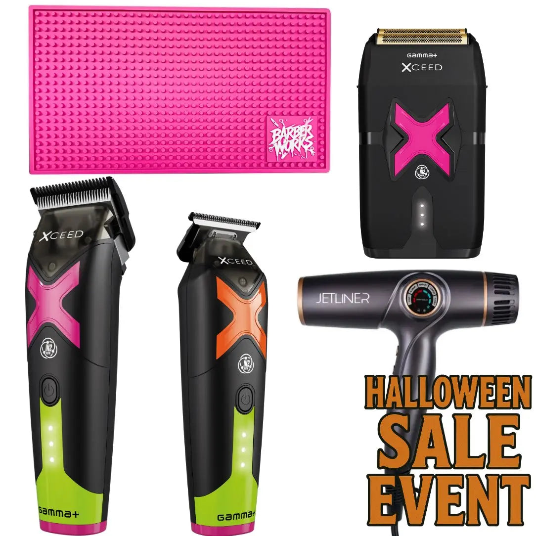 Limited Bundle: JetLiner Dryer + Gamma+ XCeed Clipper, Trimmer & Shaver + Barber Works Station Mat - BUYBARBER.COM
