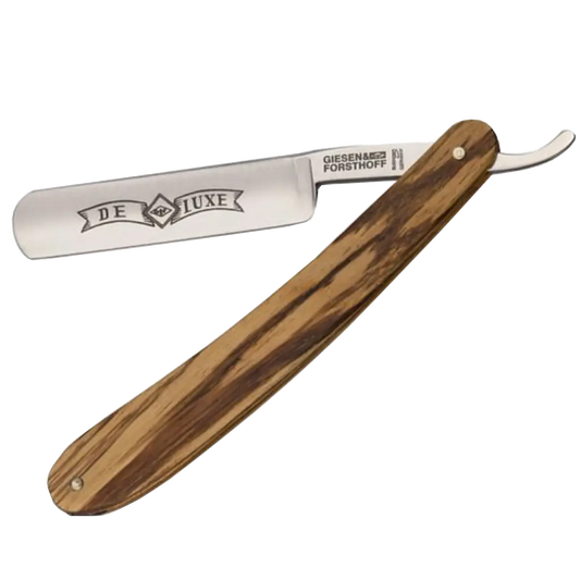 Straight Razor, non stainless carbon-steel blade 5/8". Zebrano Wood - BUYBARBER.COM
