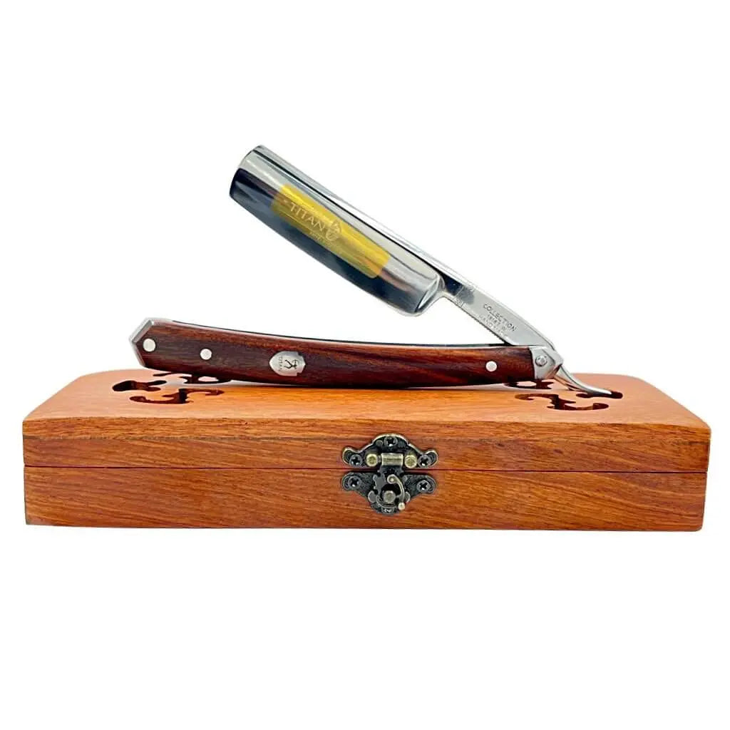 Hand Made Japan Straight Razor 5/8" Mahogany- Gold Limited Edition - BUYBARBER.COM