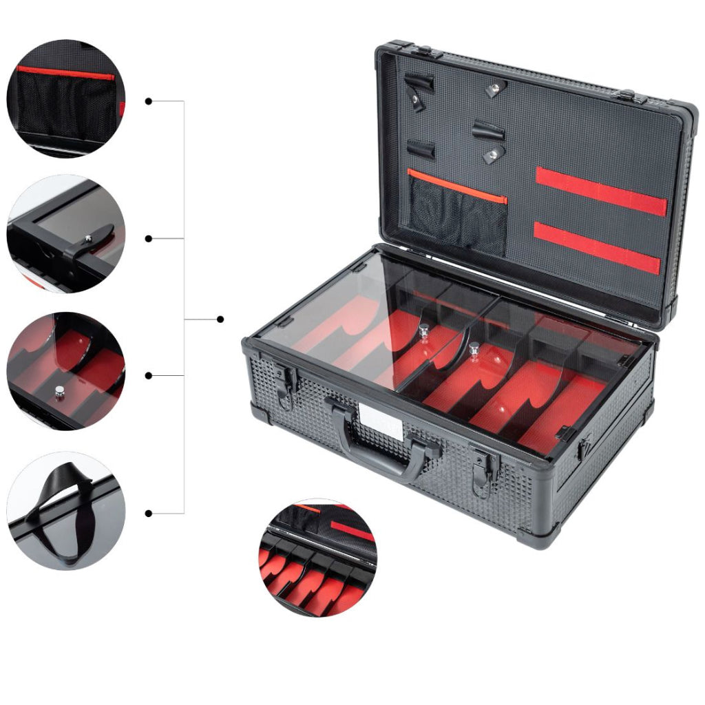 6 Clipper Professional Barber Portable Travel Case with Easy Slide Clipper Tray