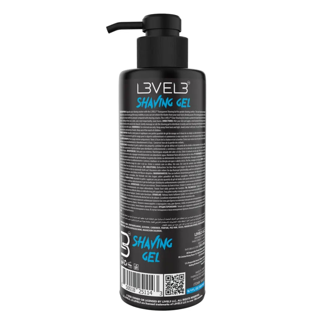Level 3 Ultra Clear Shaving Gel - Aqua - BUYBARBER.COM