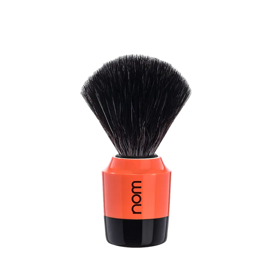 NOM Shaving Brush, Black Fibre, Plastic Black/Coral - BUYBARBER.COM