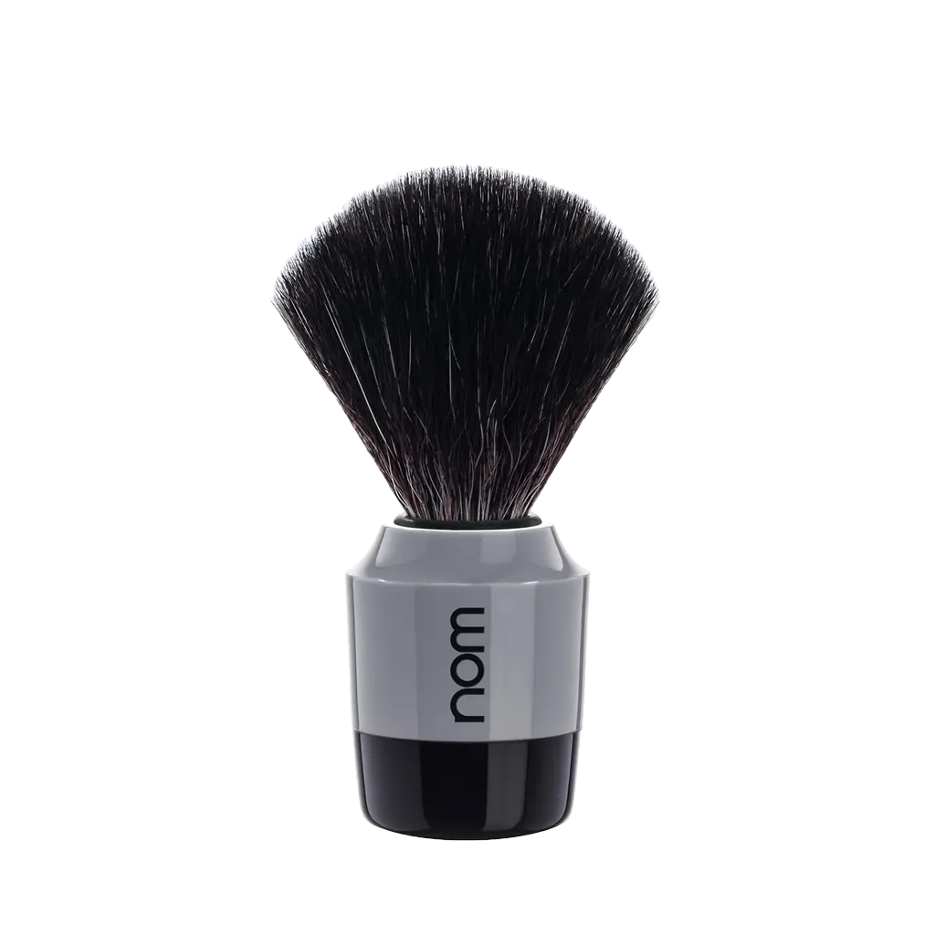 NOM Shaving Brush, Black Fibre, Plastic Black/Grey - BUYBARBER.COM