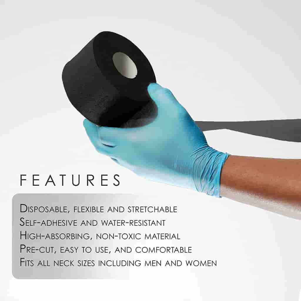 Level 3 Self Adhesive Neck Strips - Black - BUYBARBER.COM