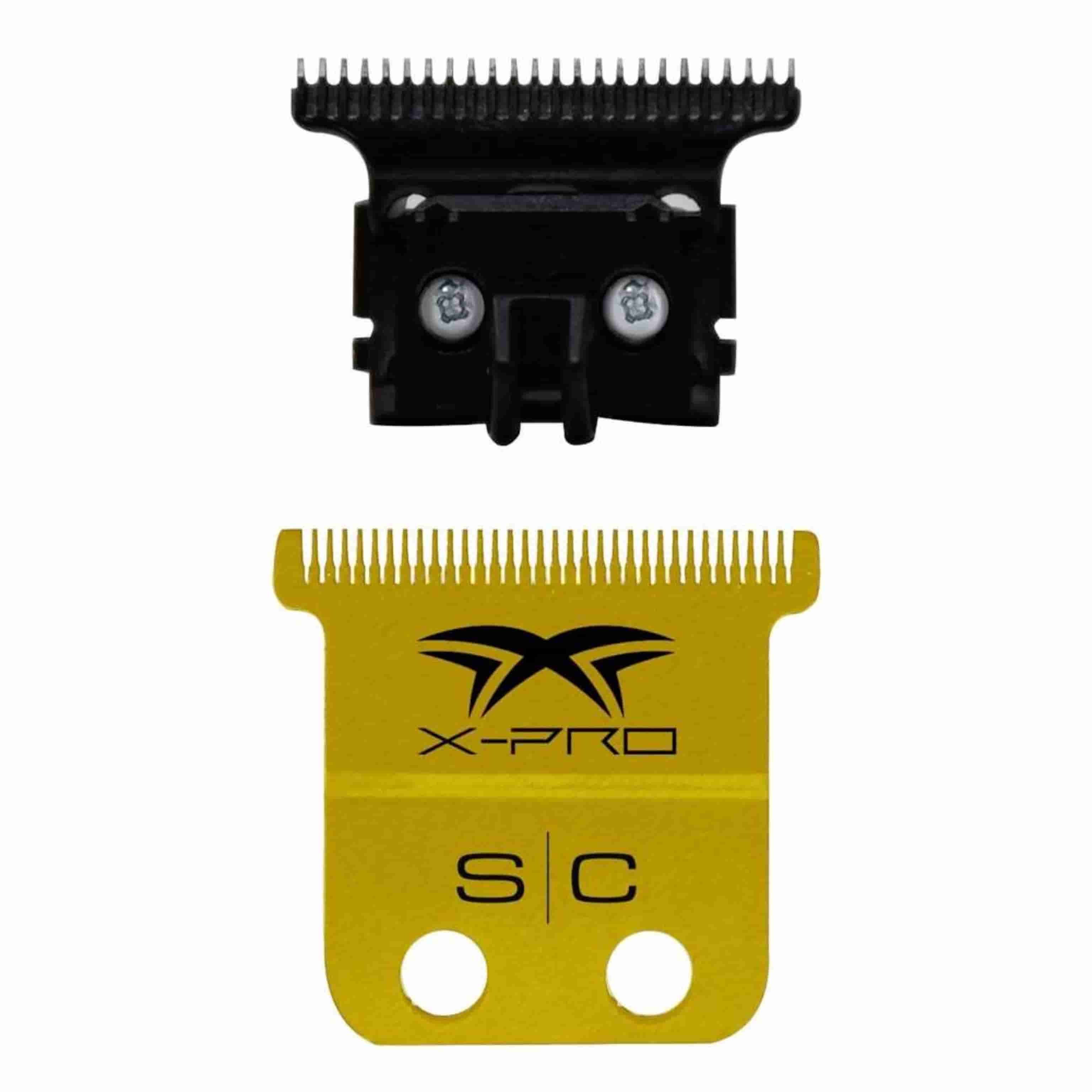 Replacement Fixed X-PRO Precision Gold Titanium Trimmer Blade with Black Diamond Carbon DLC The One Precision Deep cut Tooth Cutter Set - BUYBARBER.COM