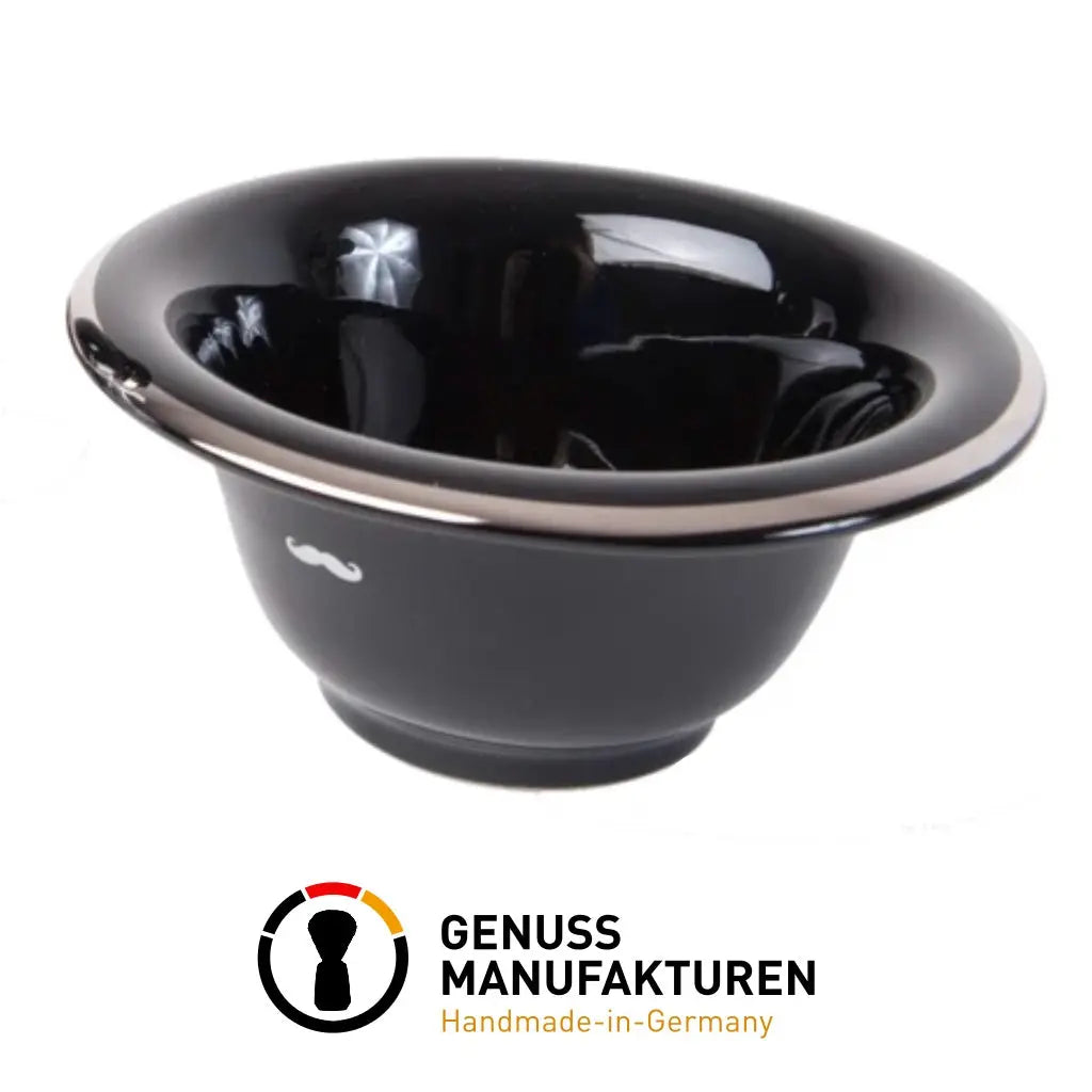 Shaving Bowl- Black Porcelain Platinum Rim- Hand Made in Germany - BUYBARBER.COM