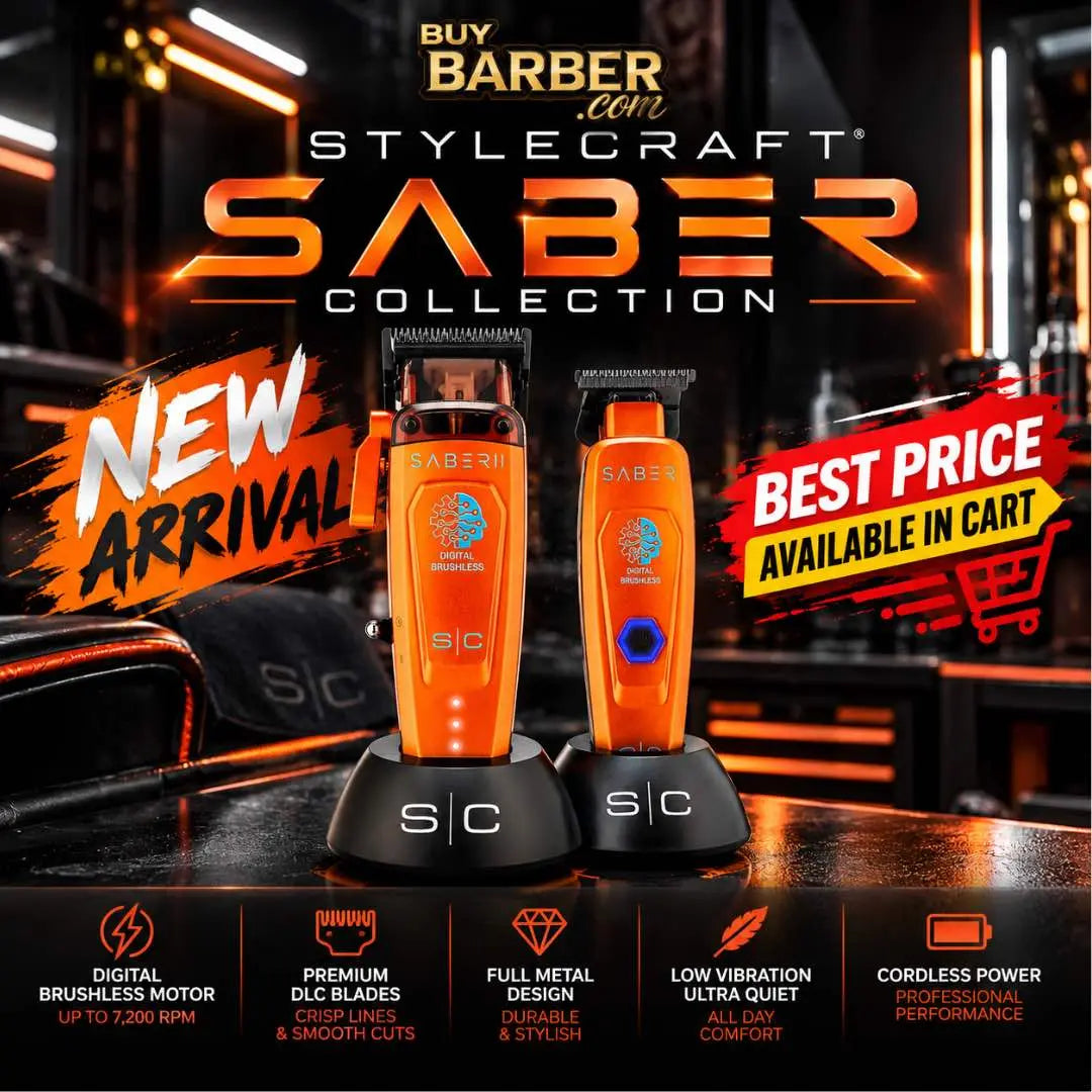 StyleCraft Saber Orange Trimmer & Saber 2 Clipper: The Limited-Edition Power Pair BUYBARBER.COM