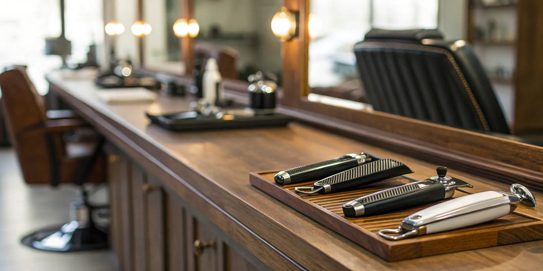 Top-rated professional hair trimmers for barbers displayed on a wooden surface.