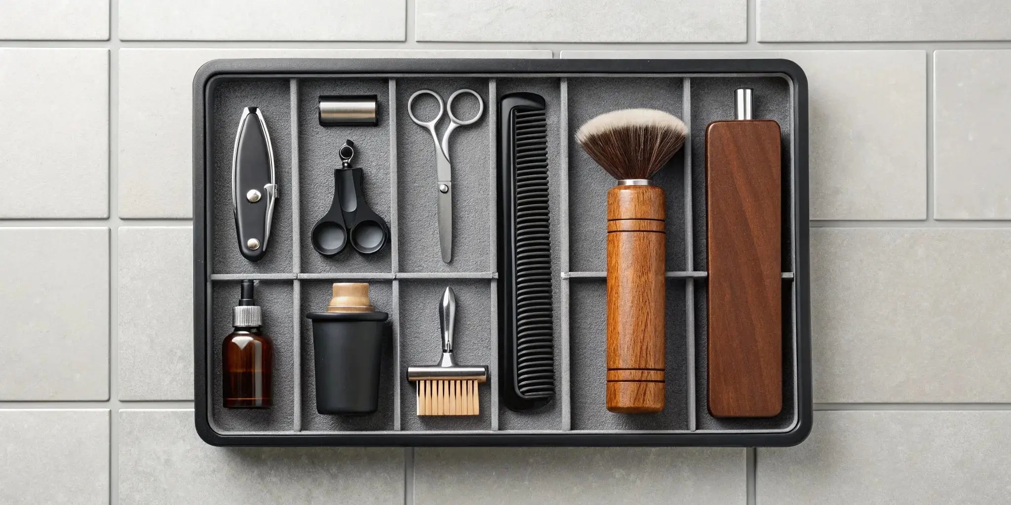 Barber tool holder ideas for organizing clippers, scissors, and combs.