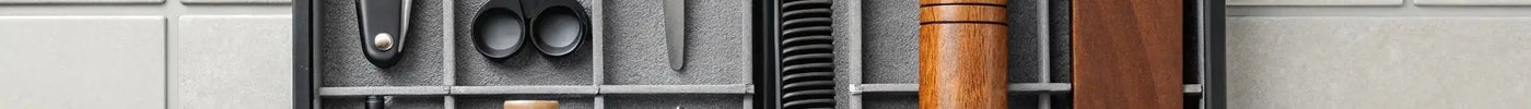 Barber tool holder ideas for organizing clippers, scissors, and combs.