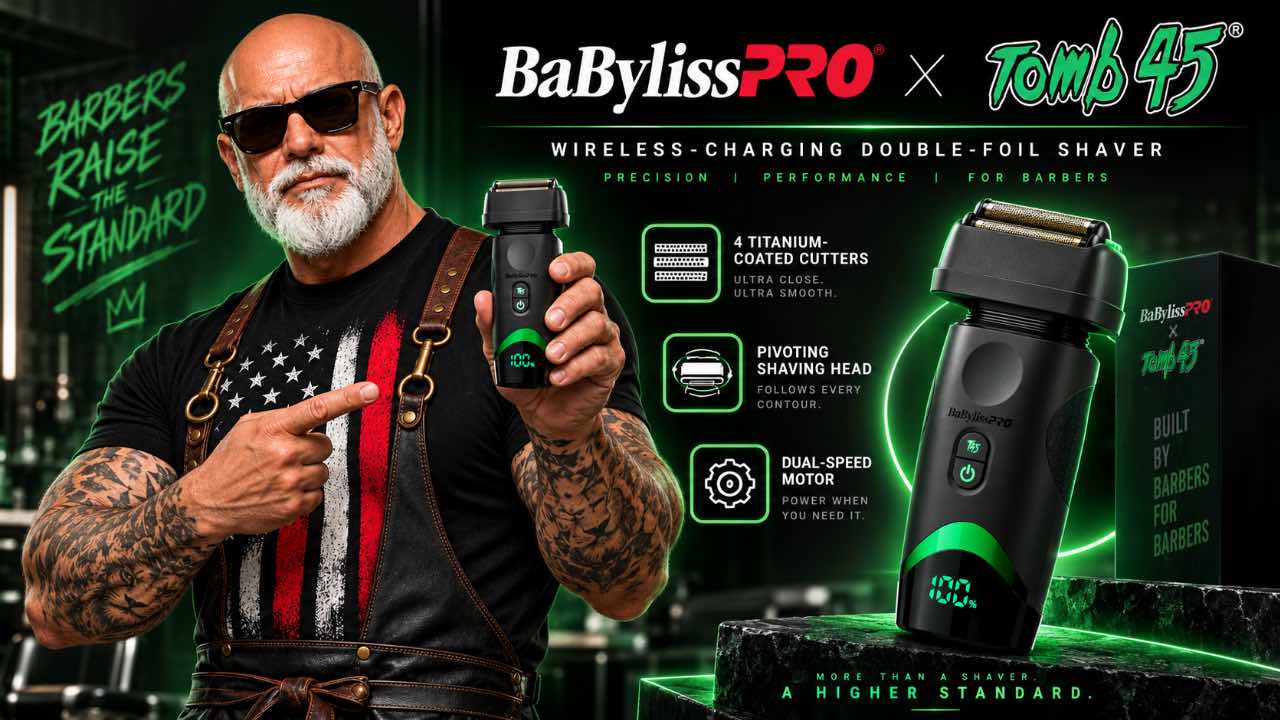BaBylissPRO Tomb45 wireless double foil shaver with FXT45RF2 replacement foil
