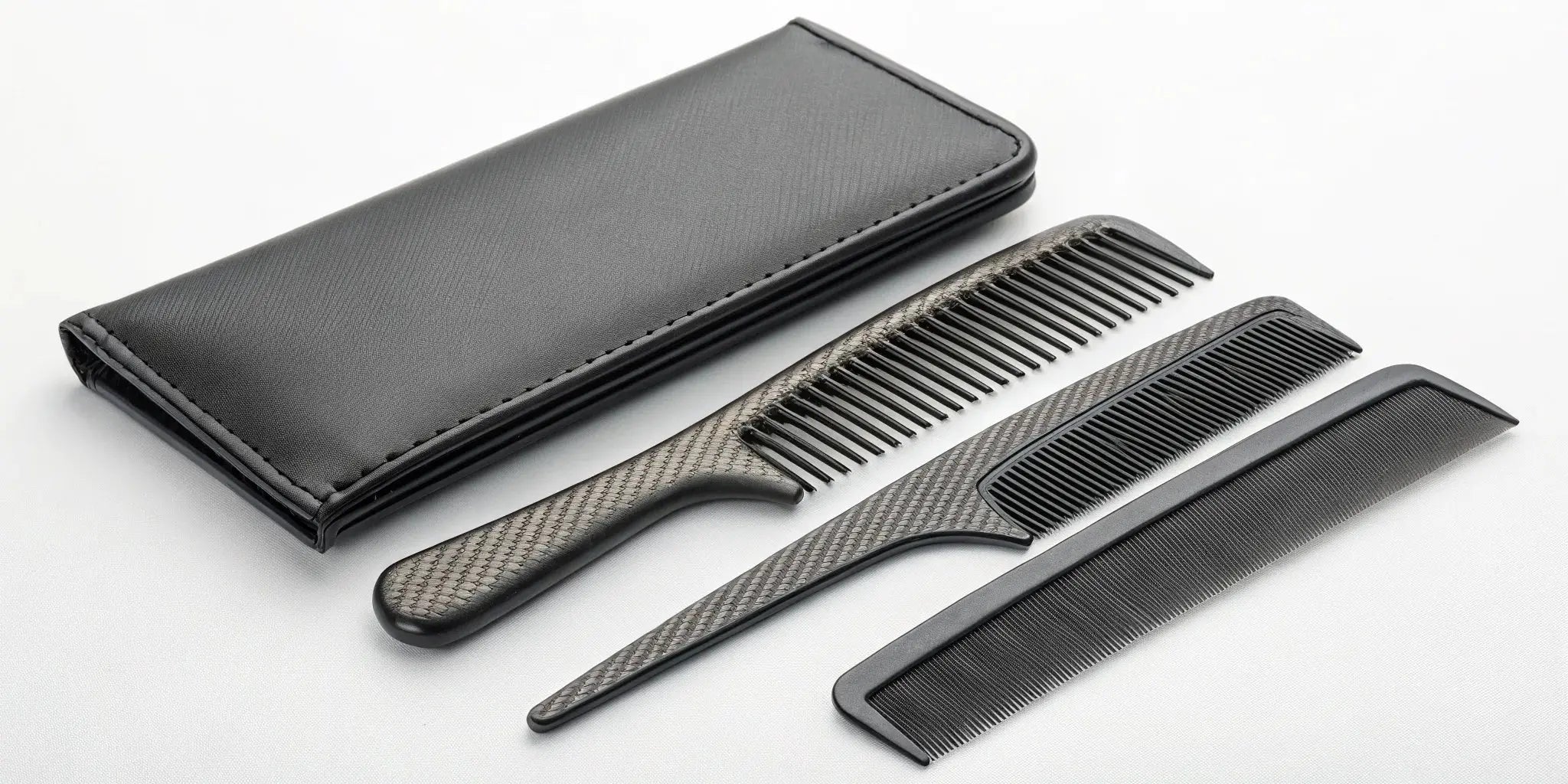 Professional carbon fiber comb set for anti-static, heat-resistant styling.