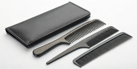 Professional carbon fiber comb set for anti-static, heat-resistant styling.