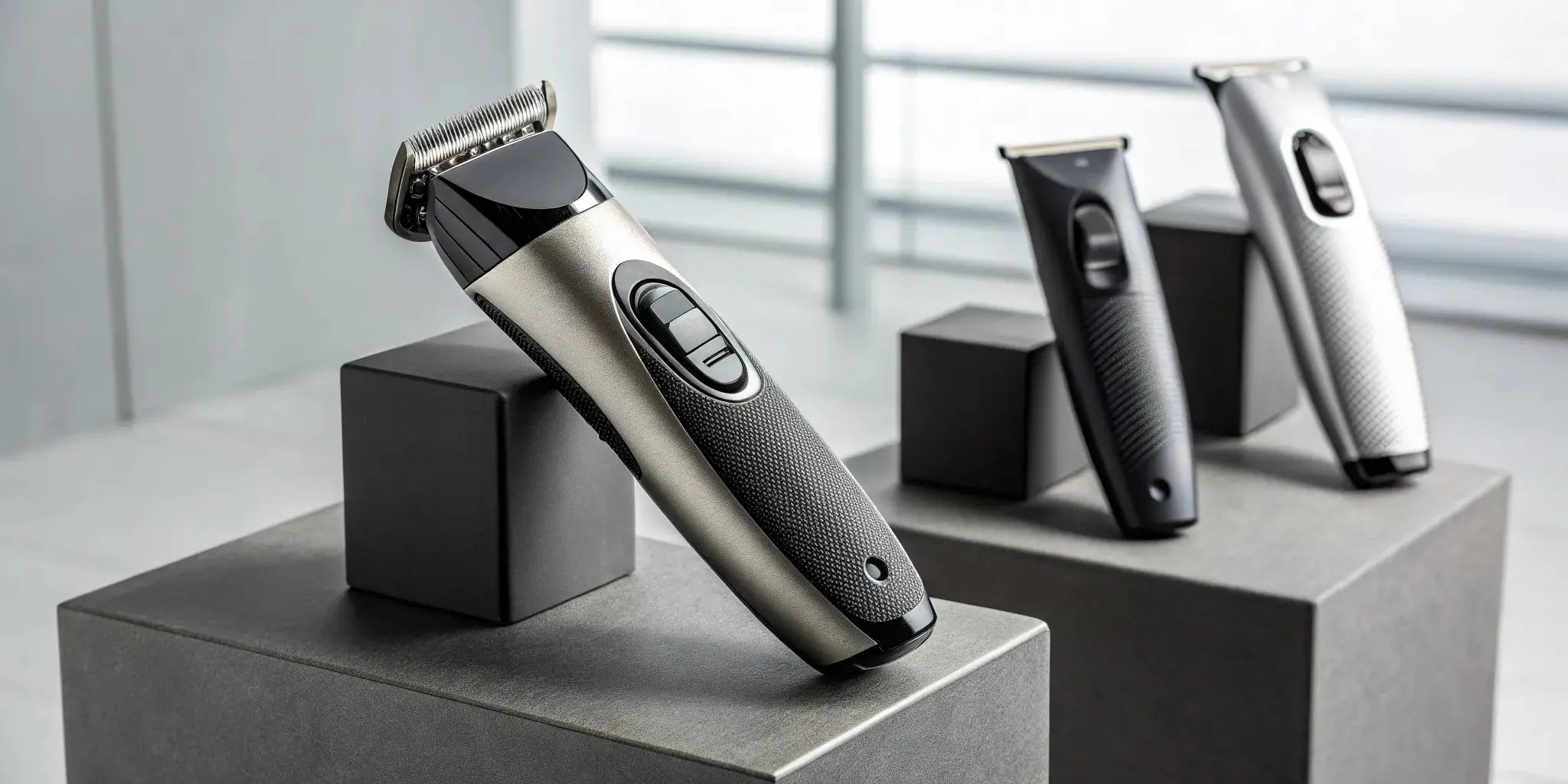 A collection of professional Andis beard trimmers known for their precision blades.