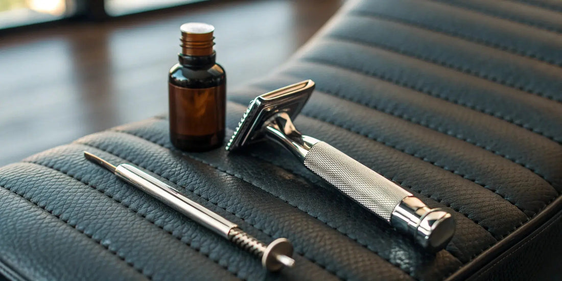 A new Andis Slimline Pro blade with oil and a tool for a simple replacement.