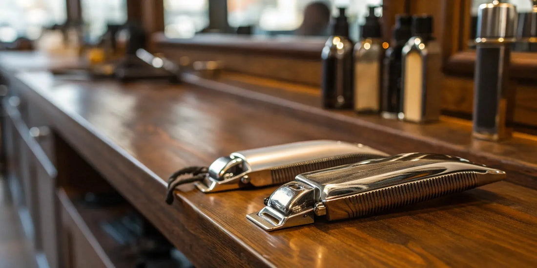 BaBylissPRO x Tomb45 precision clipper guards attached to a professional hair clipper.