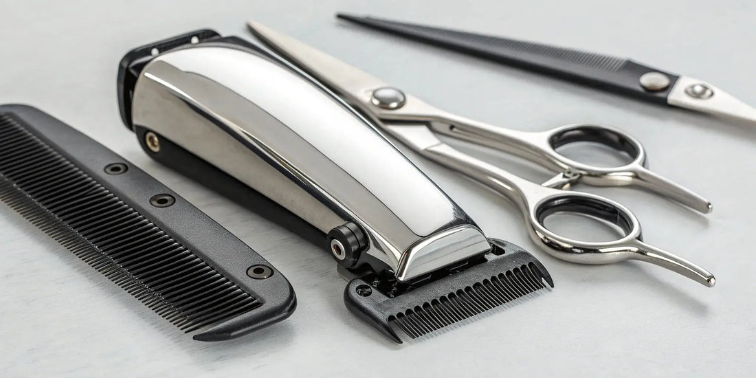 FF2020 premium double magnetic clipper guards attached to a professional hair clipper.