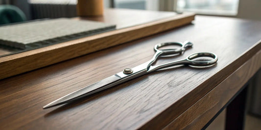 A pair of authentic Japanese shears with premium steel blades and an ergonomic handle.