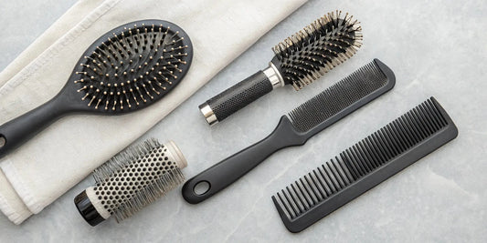 A variety of hair brushes for different hair types and styling goals.