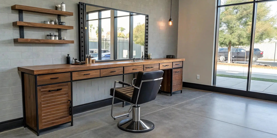 Organized barber station with clippers and tools arranged for an efficient workflow.