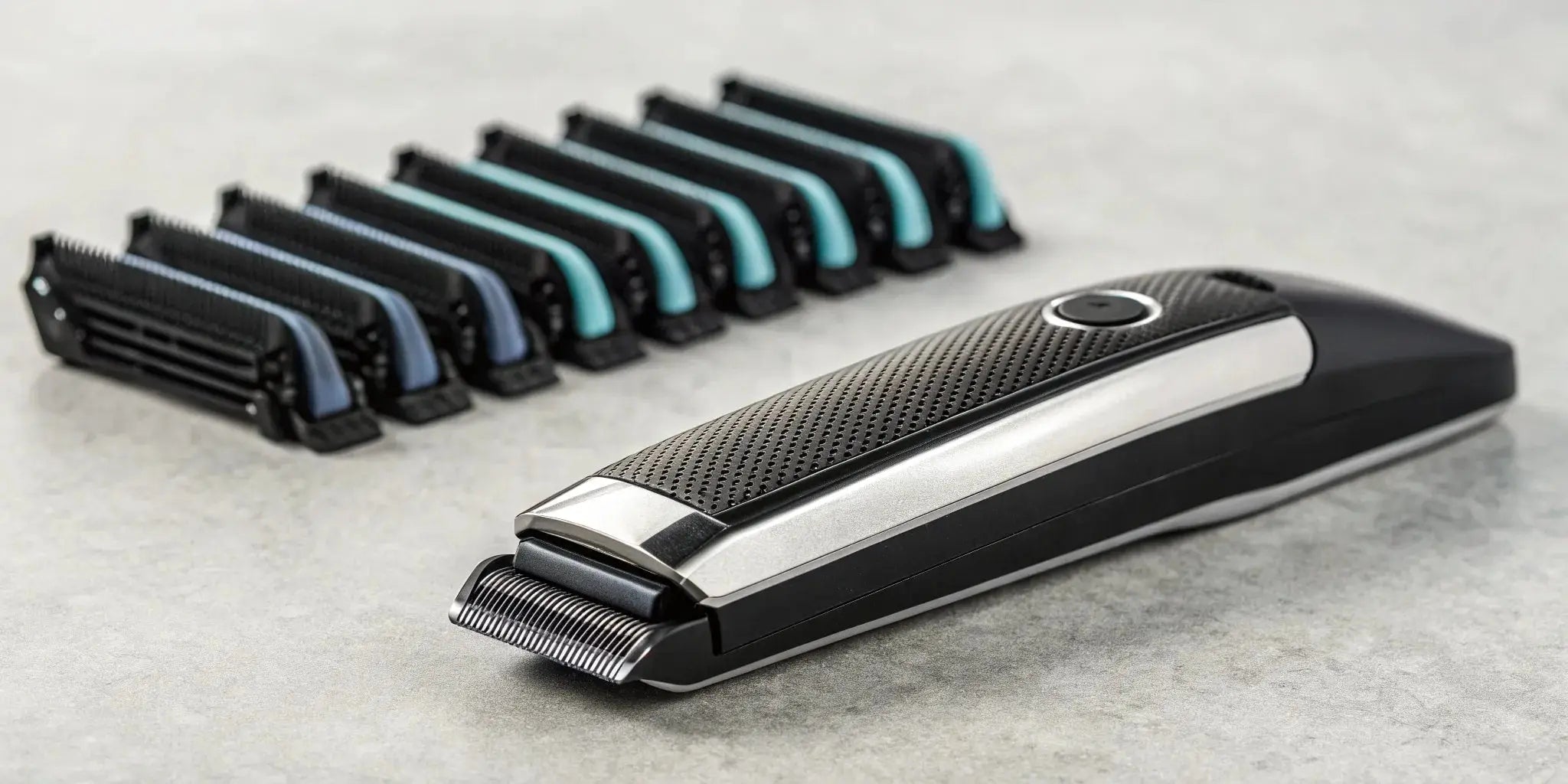 A wholesale set of magnetic clipper guards for professional barbers.