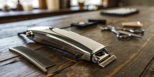 The best detachable blade clippers for barbers laid out with a comb and scissors.