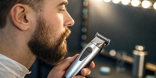 Man using the waterproof Wahl Aqua Blade 9899 for a precise beard trim.