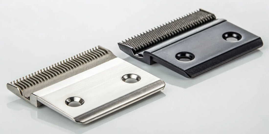 Wahl vs Andis clipper blades placed side-by-side for comparison.