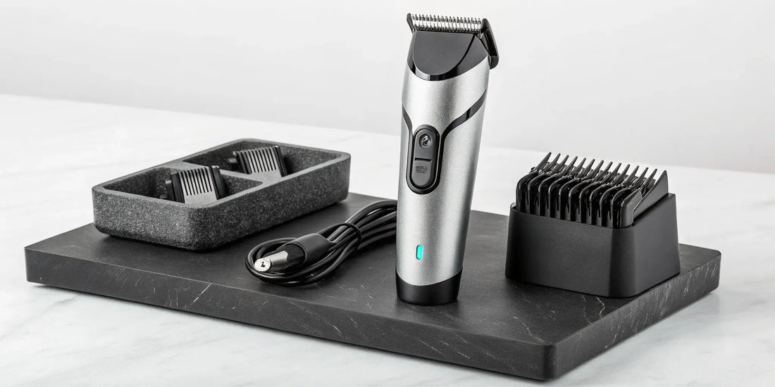 Wahl Pro Series lithium ion clippers with guide combs, charger, and grooming accessories.