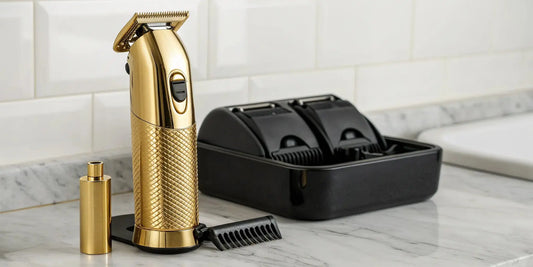Gold Wahl Professional Cordless Barber Combo with the Magic Clip clipper and Detailer Li trimmer.