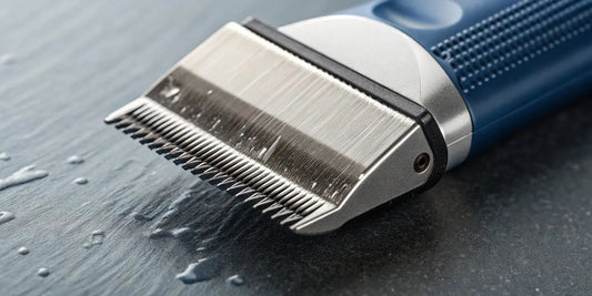 Close-up of a deep tooth trimmer blade used for bulk removal, sharp lines, and blending fades.