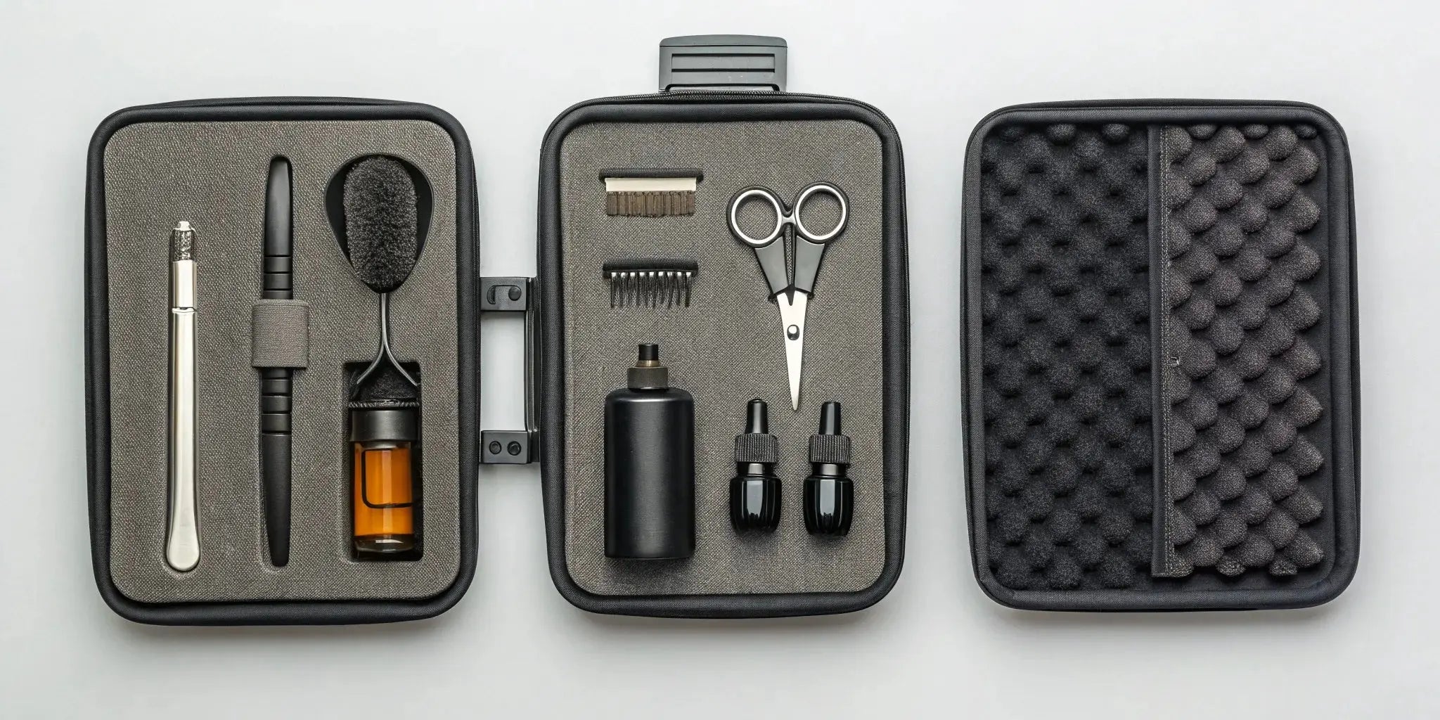 An all-in-one wholesale barber tool kit with professional clippers, shears, and combs.