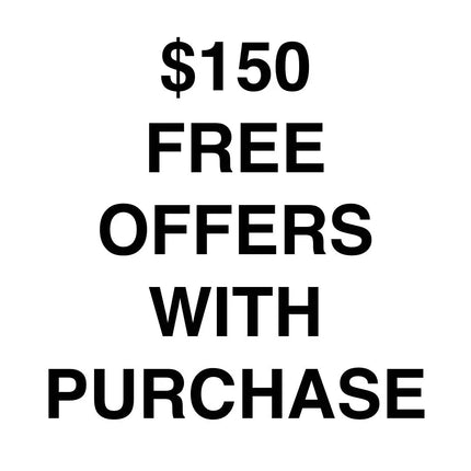 A barber station featuring wrapped gifts and premium barber tools showcasing the "$150 Free Offers with Purchase" promotion. Receive exclusive gifts with qualifying purchases online and in-store.