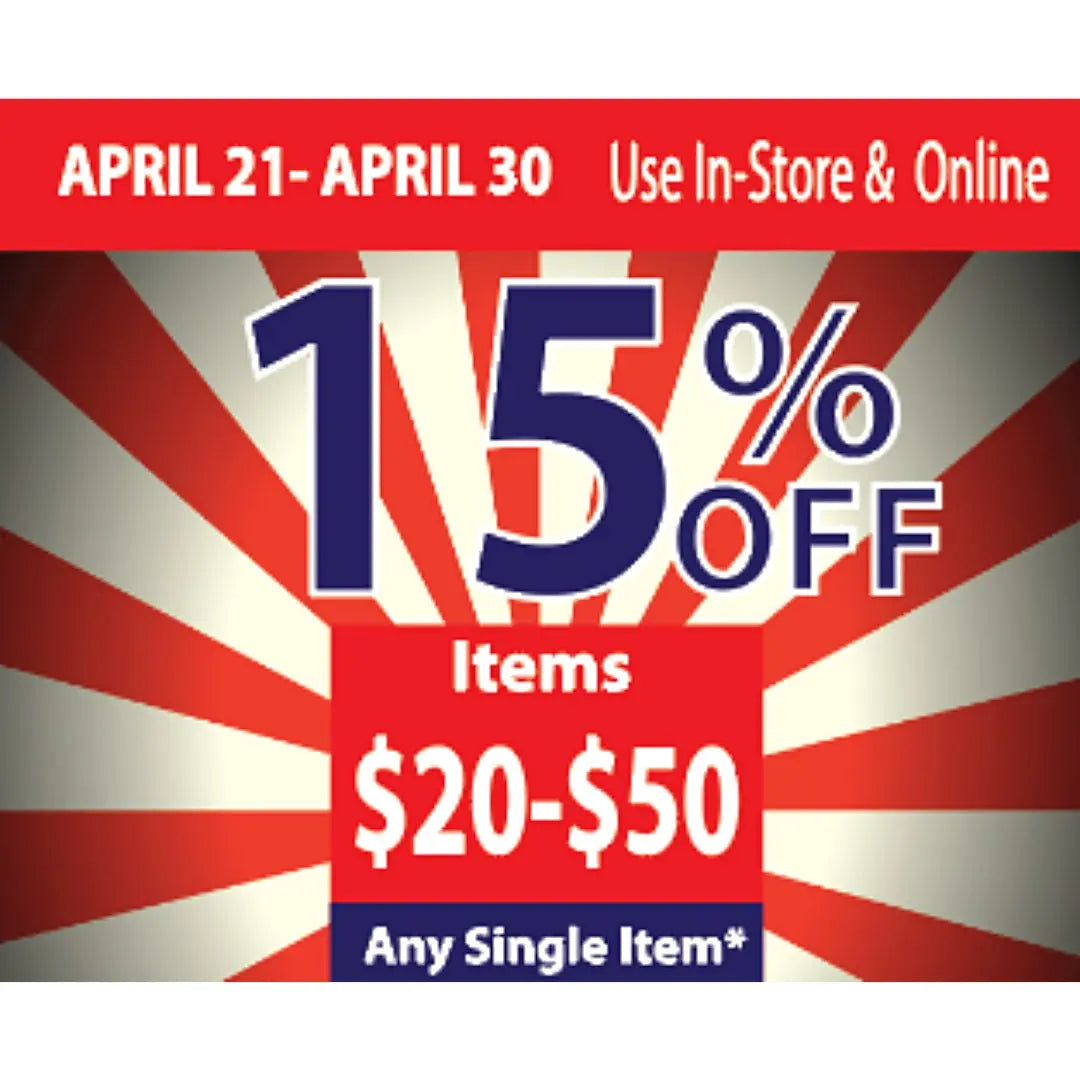 15% OFF PRODUCTS BETWEEN 20-50 USD