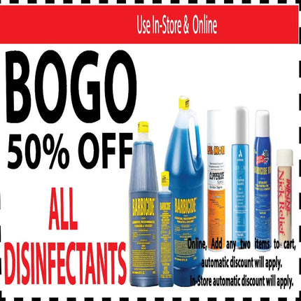 BOGO 50% off barber disinfectants promotion at BuyBarber.com
