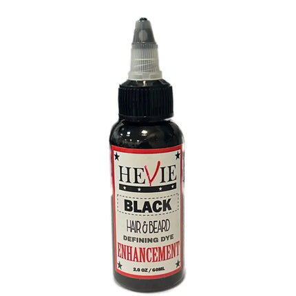 Bottle of Hevie Black Hair and Beard Defining Dye on a white background