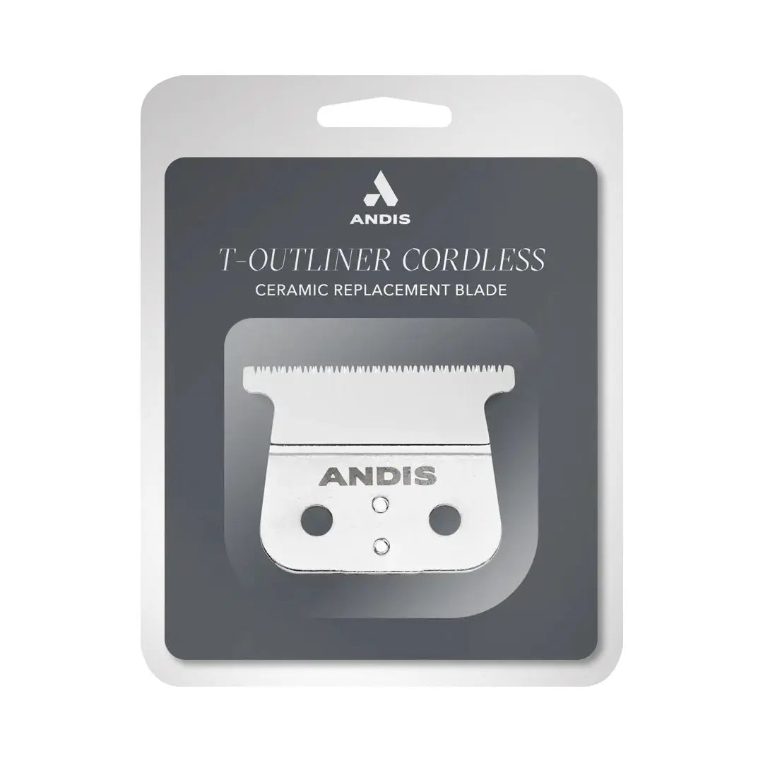 Andis T-Outliner Cordless ceramic replacement blade packaging on a white background