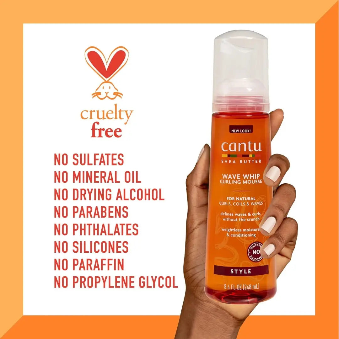 Cantu Wave Whip Curling Mousse - Define & Smooth Natural Curls, 8.4 oz - BUYBARBER.COM