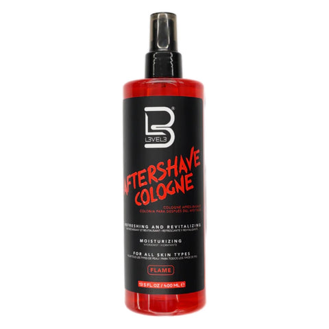 “Barber spraying Level 3 Flame After Shave Cologne onto client’s freshly shaved neck.”

