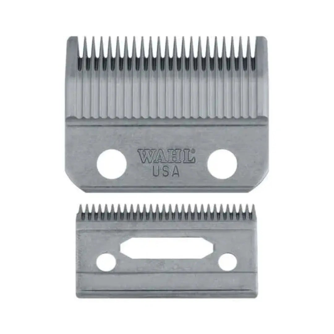 “Wahl #1006 2-Hole Standard clipper blade set with mounting screws and oil vial.”

