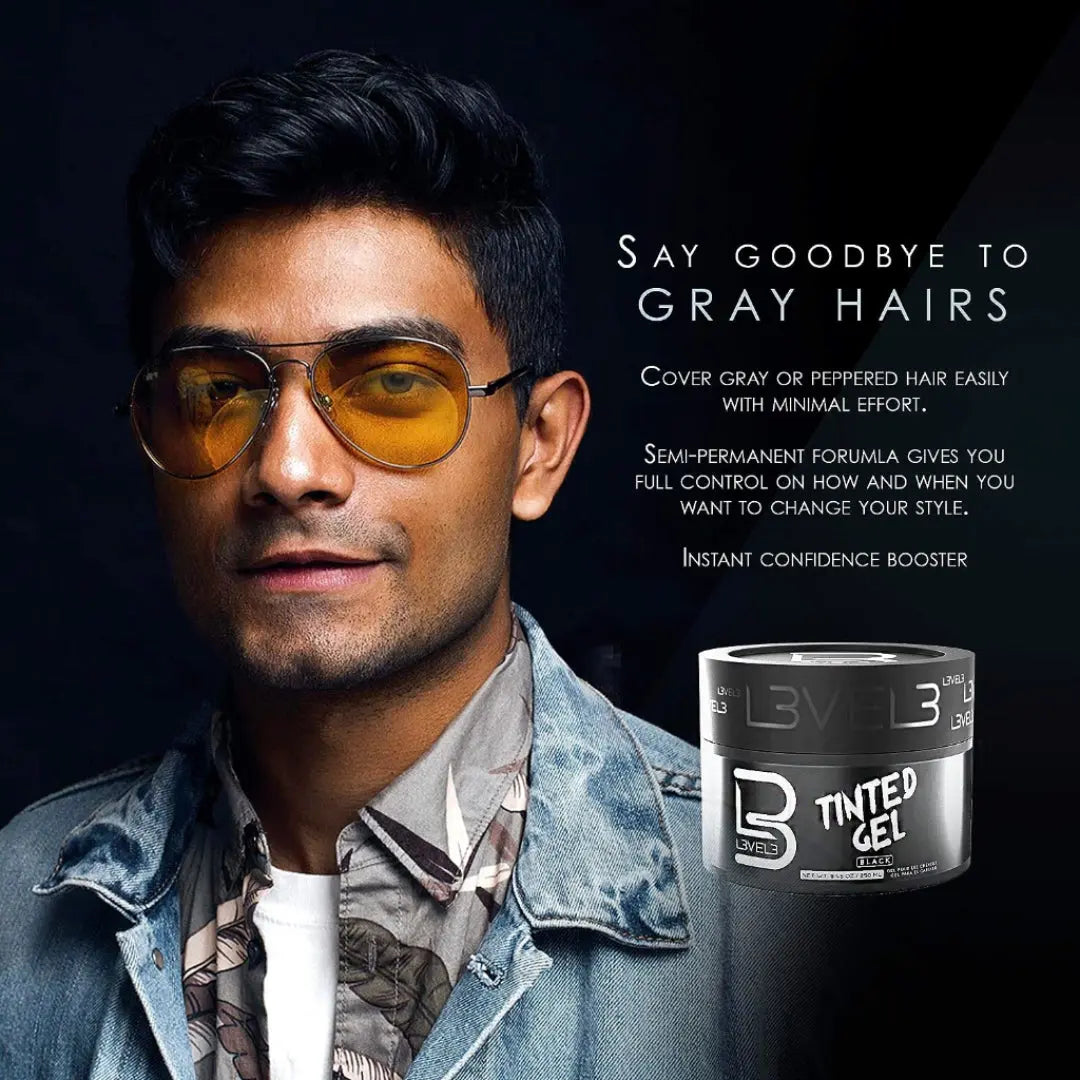 L3VEL3 Tinted Hair Gel – Black - BUYBARBER.COM
