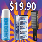 Cool Care Plus® 5-in-1 Clipper Spray - 15.5oz + Dorco Prime Platinum Double Edge Razor Blades 100pk + Black Andis Professional Clipper Comb | Black | White | Pink Barber Fade Comb
