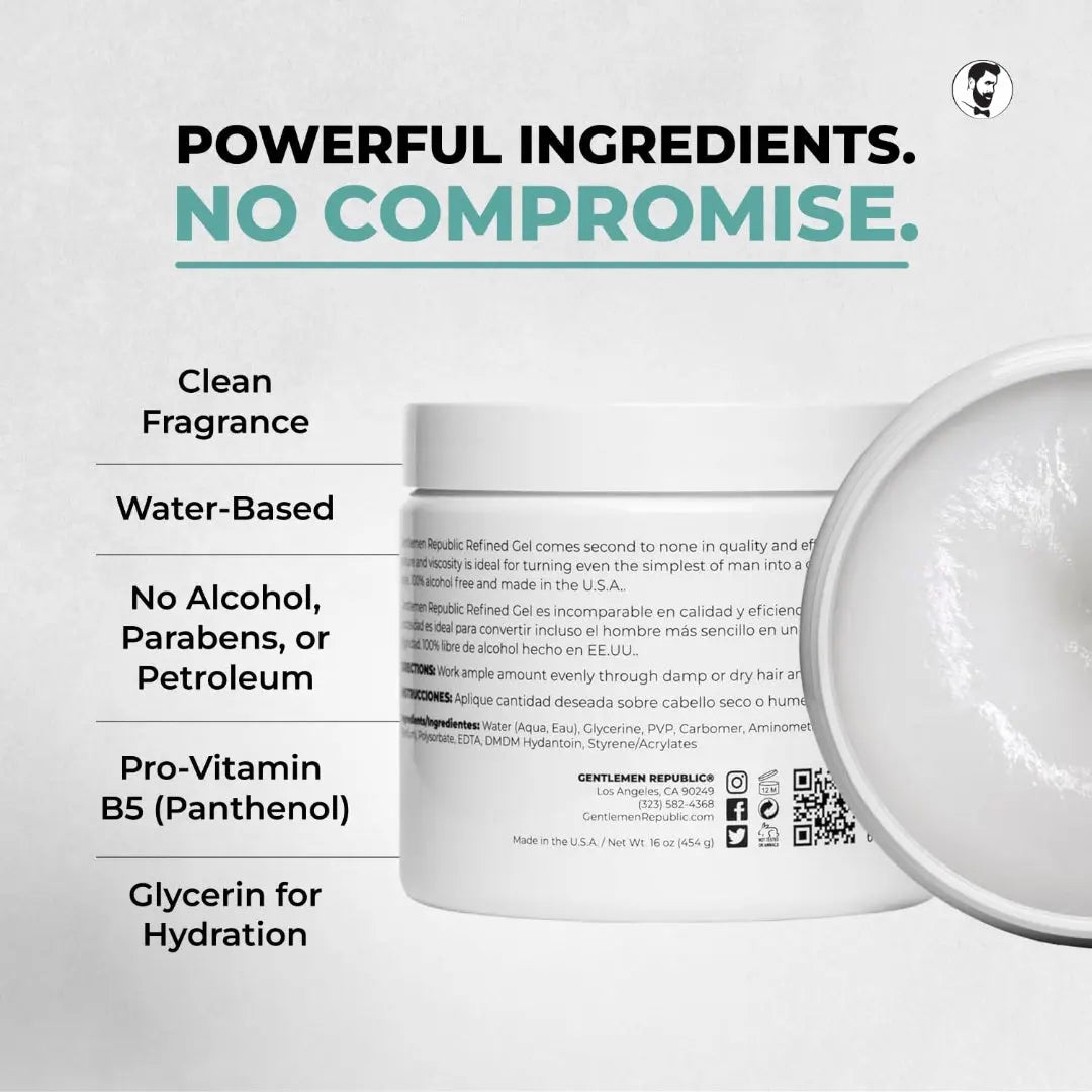 Gentlemen Republic Product packaging with ingredients list on a light gray background