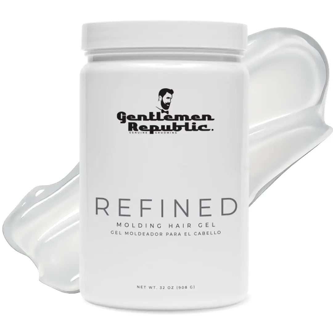 White container of Gentlemen Republic Refined Molding Hair Gel on a white background