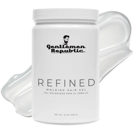 White container of Gentlemen Republic Refined Molding Hair Gel on a white background