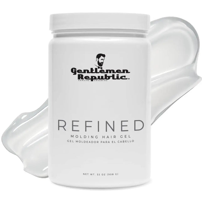 White container of Gentlemen Republic Refined Molding Hair Gel on a white background