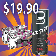 Level 3 Neck Strips + Barber Gloves Bundle BUYBARBER.COM