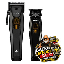 Two black ANDIS hair clippers shown on a white background, with a large 'Back to School Sale!' promotional graphic overlaid in the lower right corner.