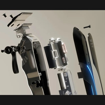 Close-up of Wahl Senior 2.0 Clipper Cordless/Corded with various components on a neutral background