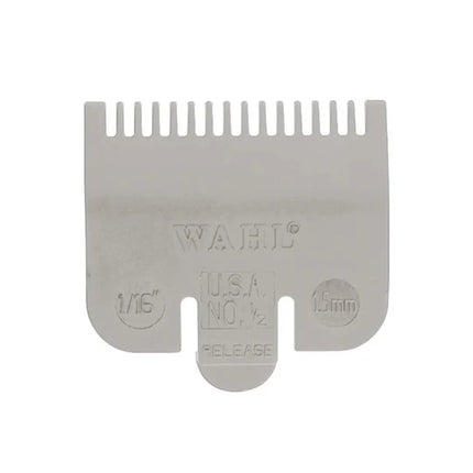 “Wahl light-gray 1/16 inch (#0.5) clipper guard on white background.”

